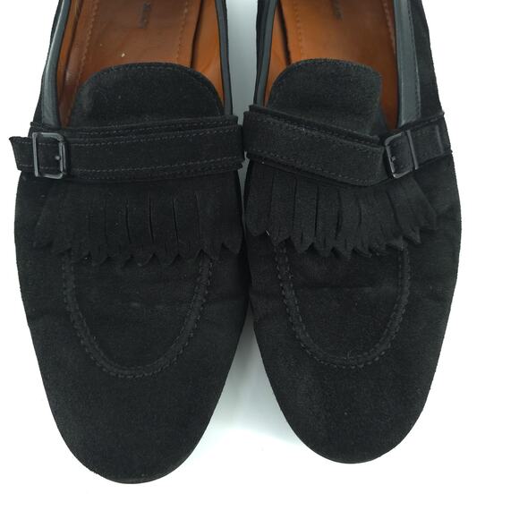 Vintage Men Black Nubuck Suede Kiltie Buckle Pebble Leather Trim Dress Loafer 42 - Picture 4 of 12